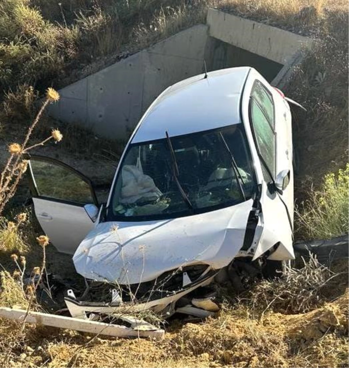 Afyonkarahisar'da otomobil sulama kanalına düştü, sürücü yaralandı