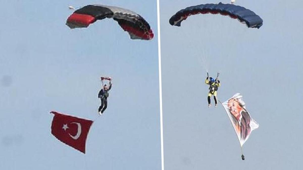 İzmir'deki TEKNOFEST'te ikini gün... Paraşütlü gösteri büyük beğeni topladı