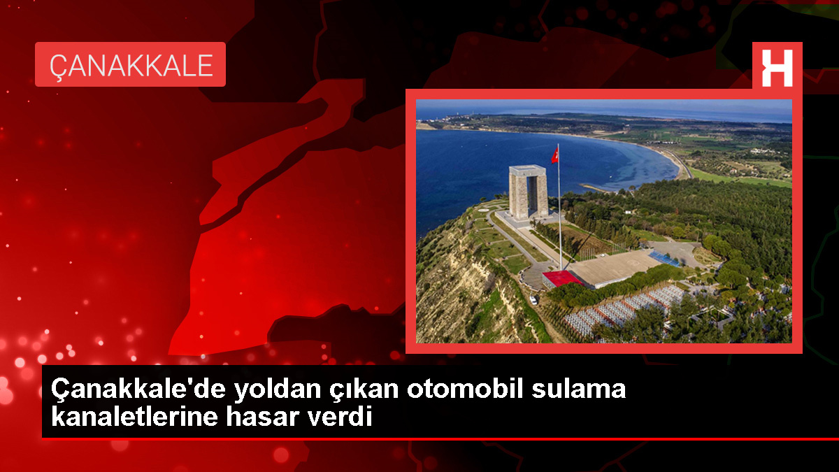 Çanakkale'de Otomobil Sulama Kanaletlerine Çarptı