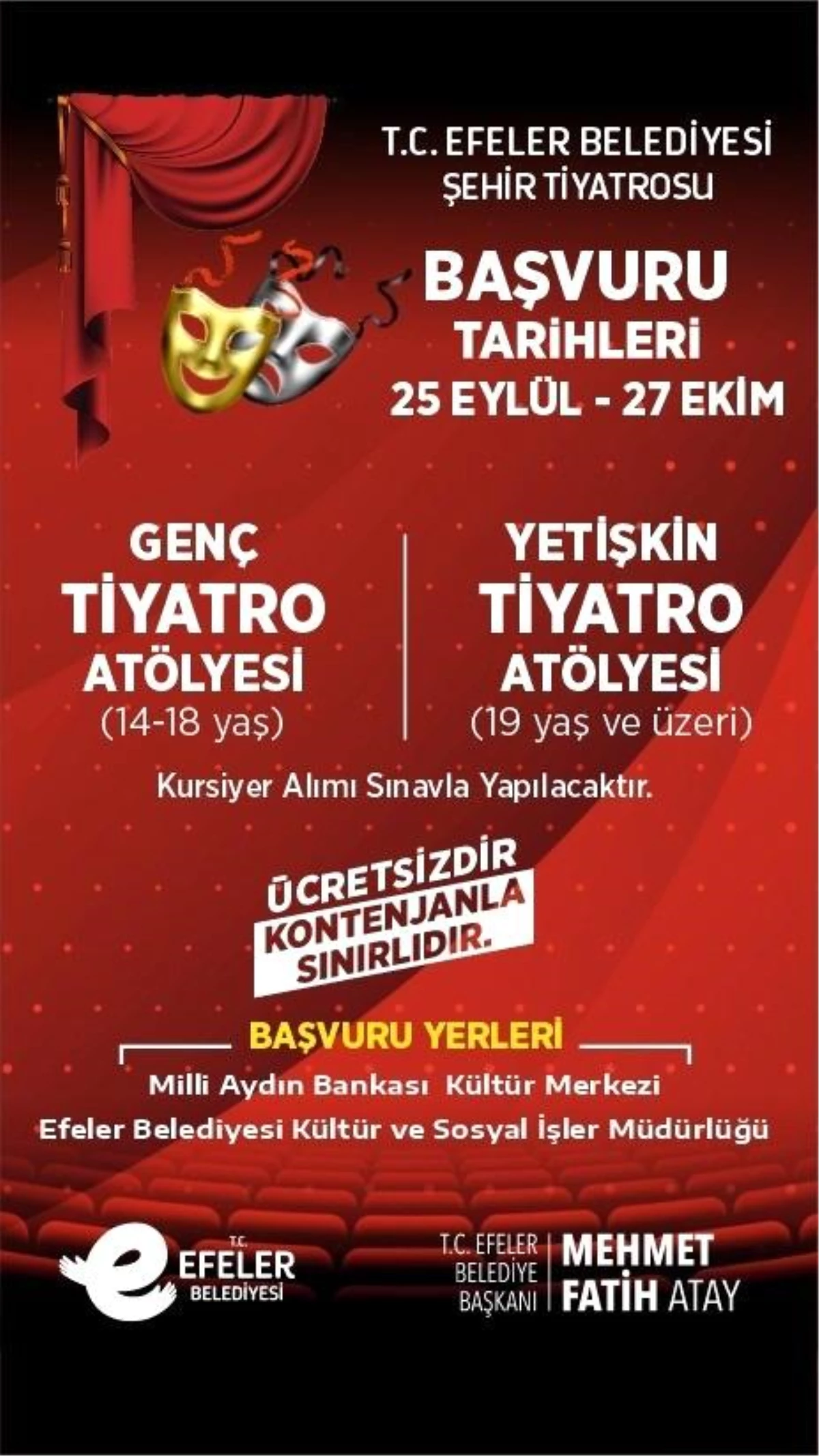 Efeler Belediyesi Şehir Tiyatrosu Tiyatro Atölyeleri Yeni Döneme Başlıyor