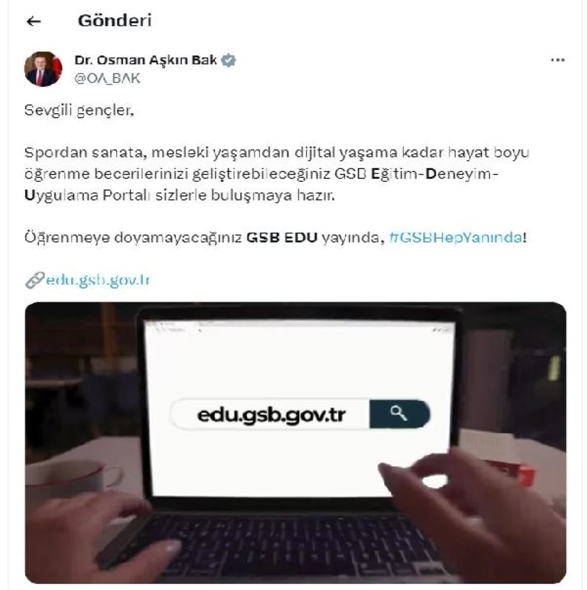 Gençlere Ücretsiz Eğitimler Sunan GSB EDU Projesi Hayata Geçirildi