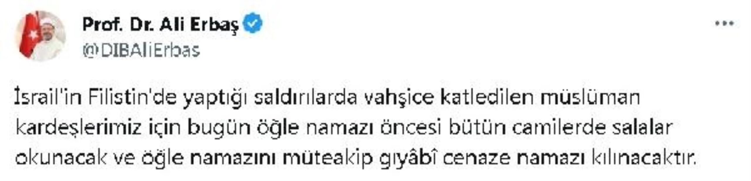 İsrail'in Filistin'deki saldırılarında hayatını kaybedenler için gıyabi cenaze namazı kılınacak