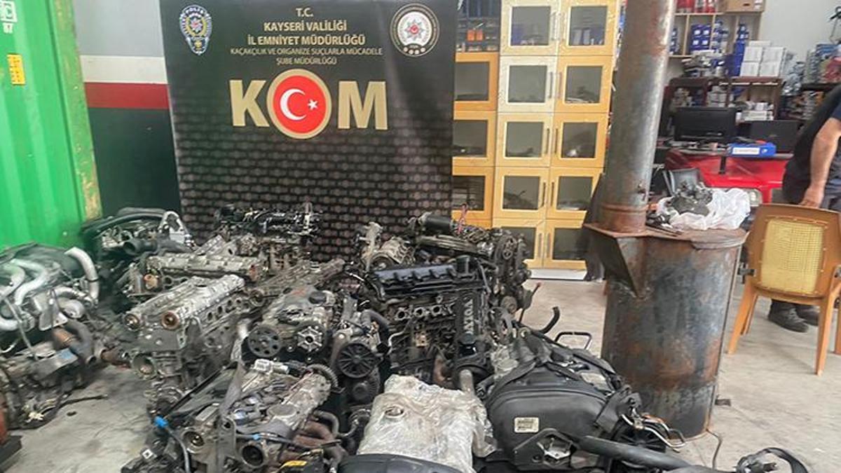 Kayseri'de 3 milyon TL'lik 30 adet kaçak otomobil motoru ele geçirildi