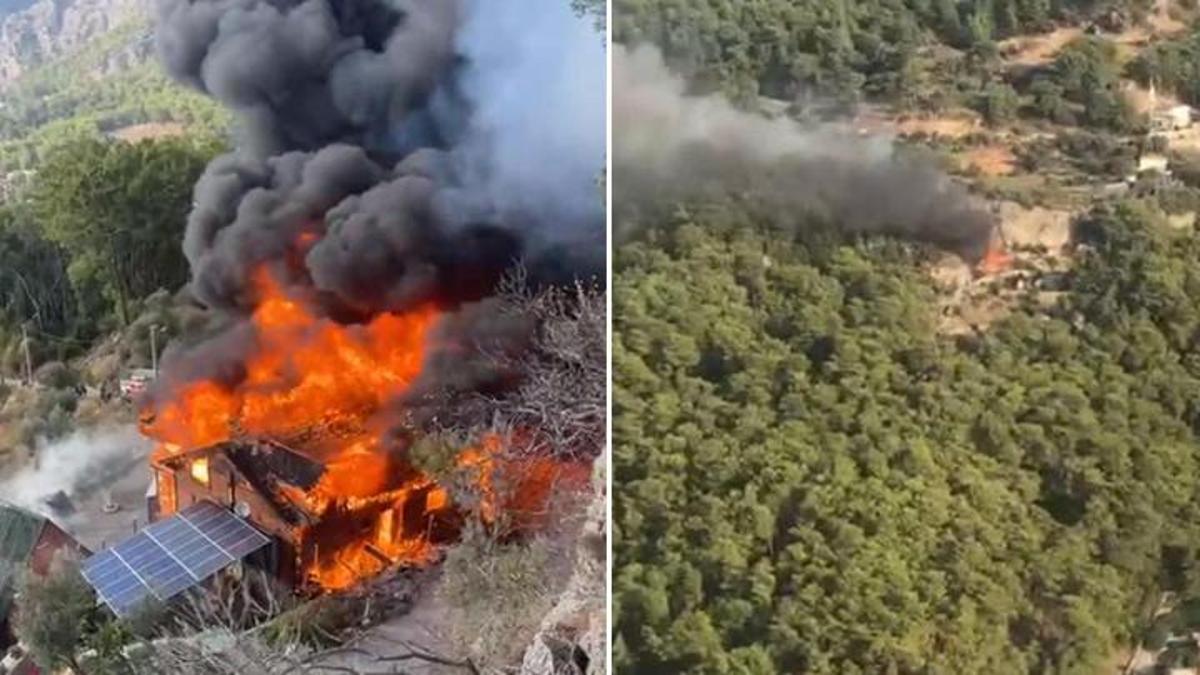 Muğla Fethiye'de bungalovda çıkan yangın ormana da sıçradı: Çok sayıda ekip sevk edildi