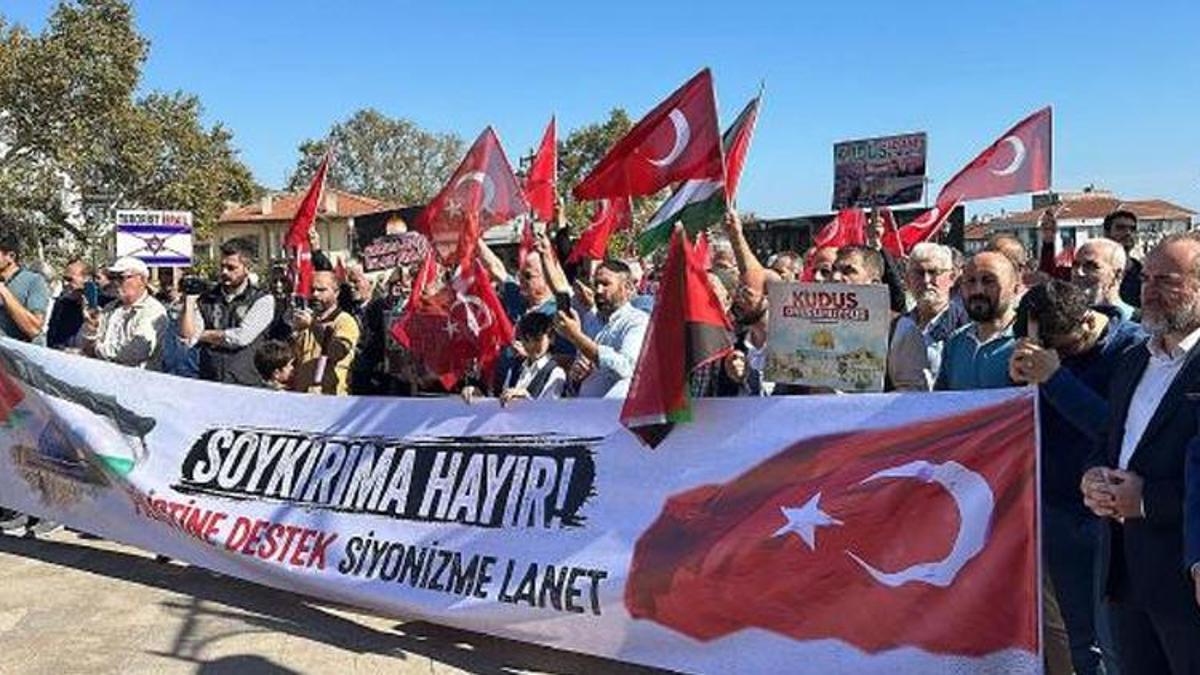 Tekirdağ'da İsrail protestosu: Katliamın durdurulması çağrısı