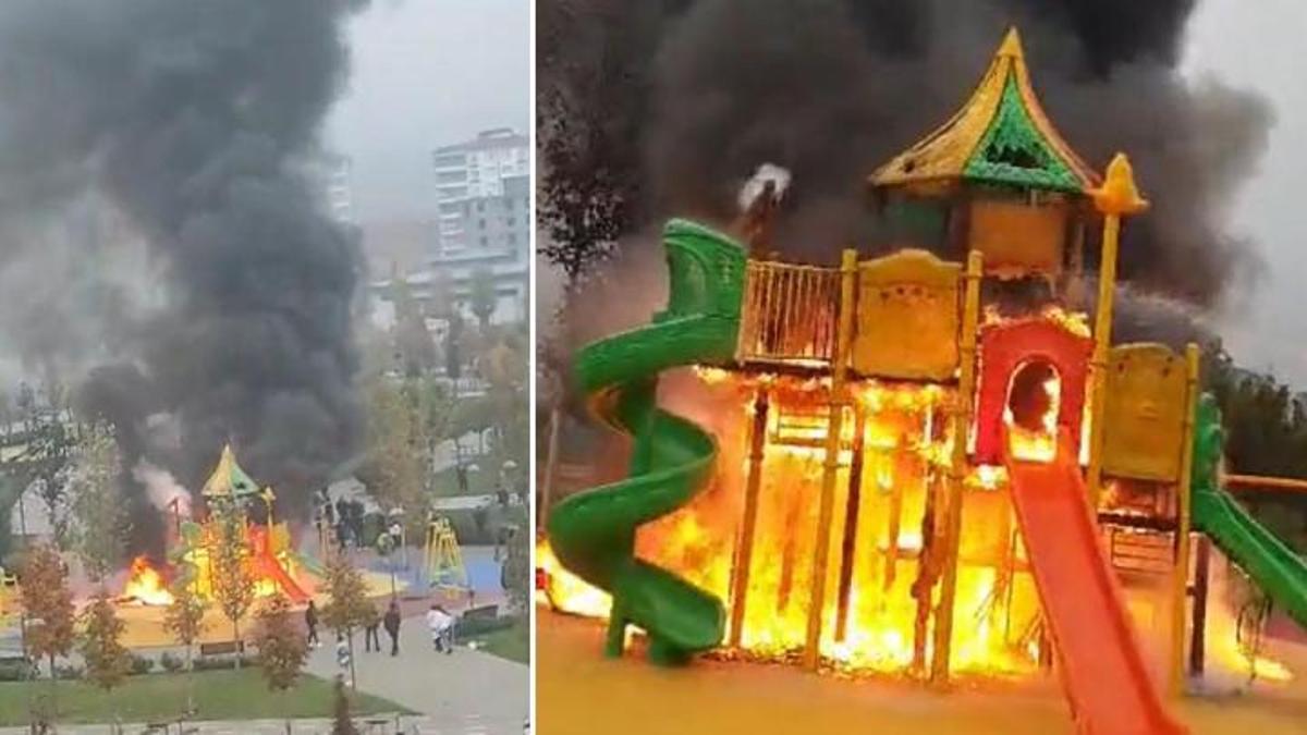 Gaziantep'te çocuk parkı terör örgütü propagandası için yakılmış! 9 PKK şüphelisi gözaltına alındı