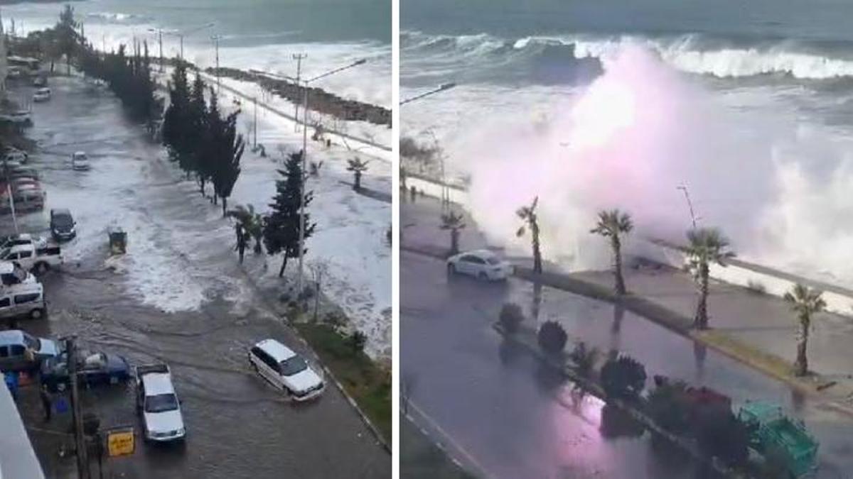 Giresun’da şiddetli fırtına! Dalgalar aydınlatma direğinde patlamaya neden oldu