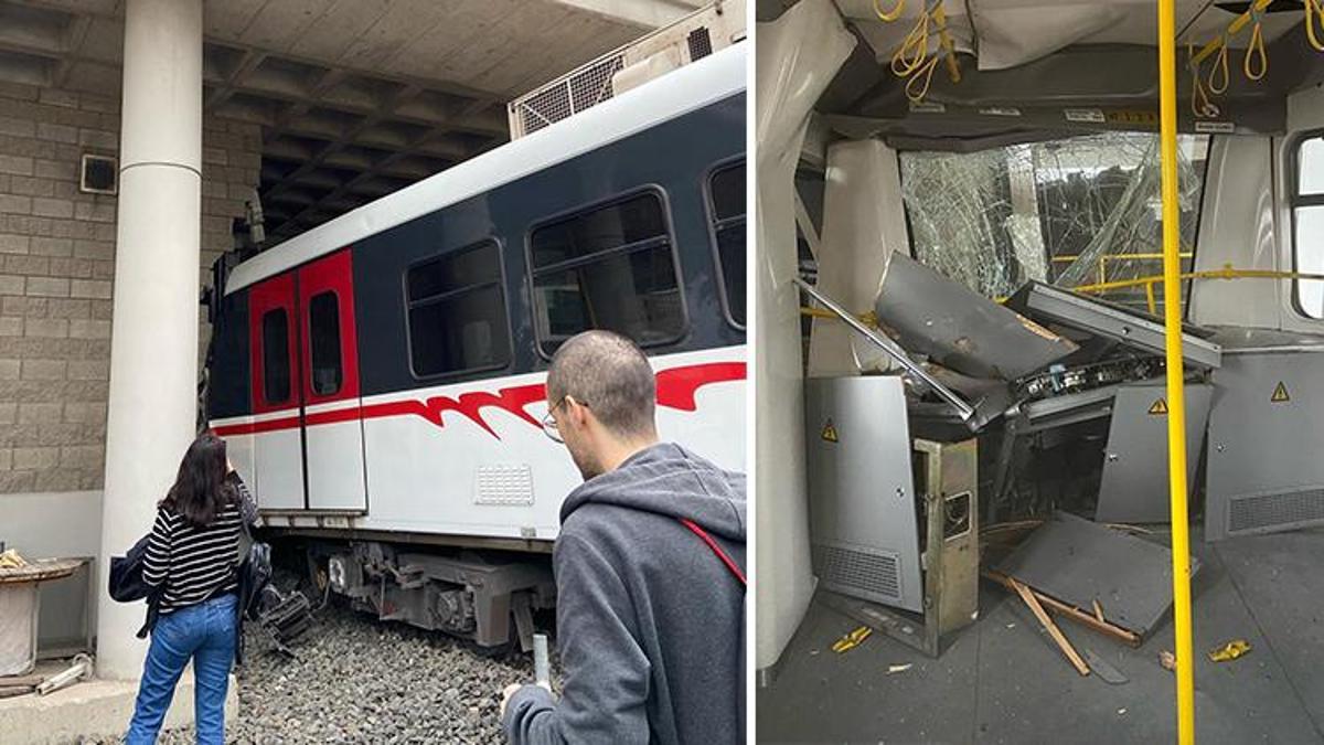 İzmir'de metro raydan çıkarak duvara çarptı