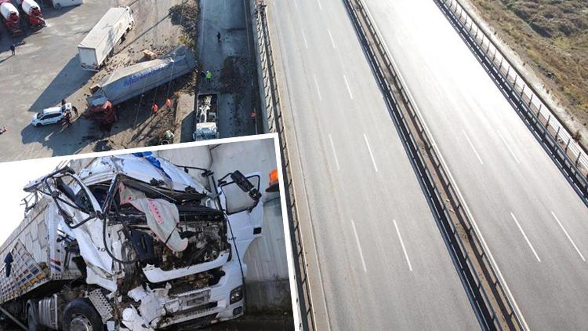 Kontrolden çıkan 2 TIR köprüden bağlantı yoluna düştü