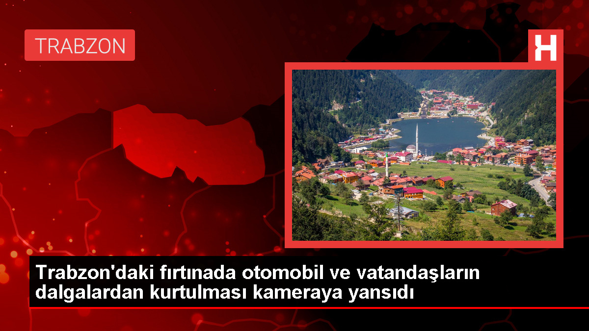 Trabzon'da Dev Dalgaların Sürüklediği Otomobil Güvenlik Kamerasına Yansıdı