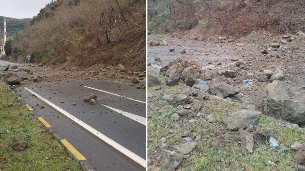 Zonguldak'ta Ereğli-Alaplı yolunda heyelan: Kapanan yol trafiğe açıldı