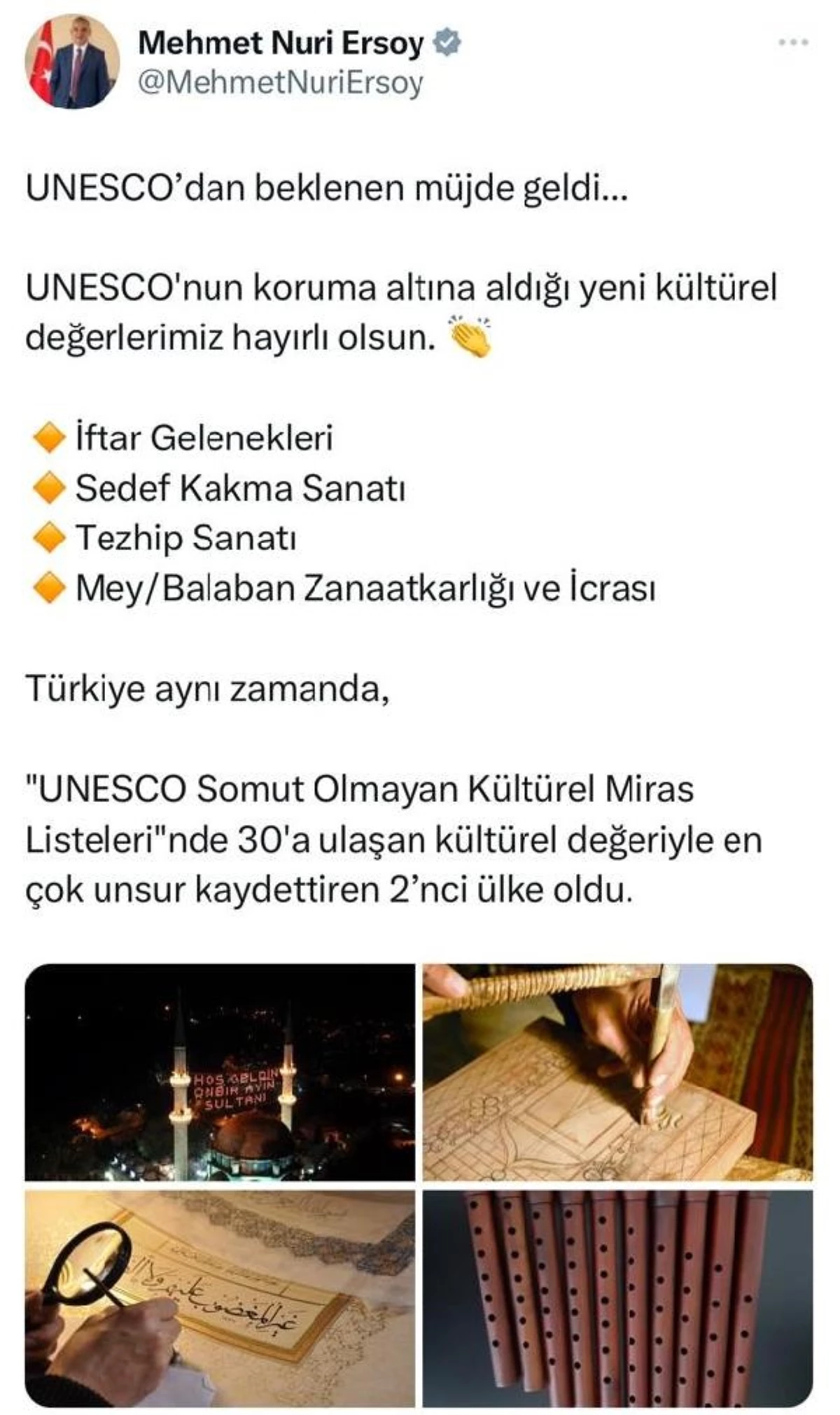 Türkiye, UNESCO Somut Olmayan Kültürel Miras Listesi'ne 4 yeni unsur ekledi