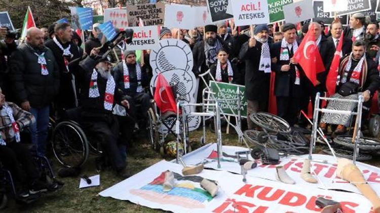 Ankara'da engelli vatandaşlardan ABD Büyükelçiliği önünde protesto