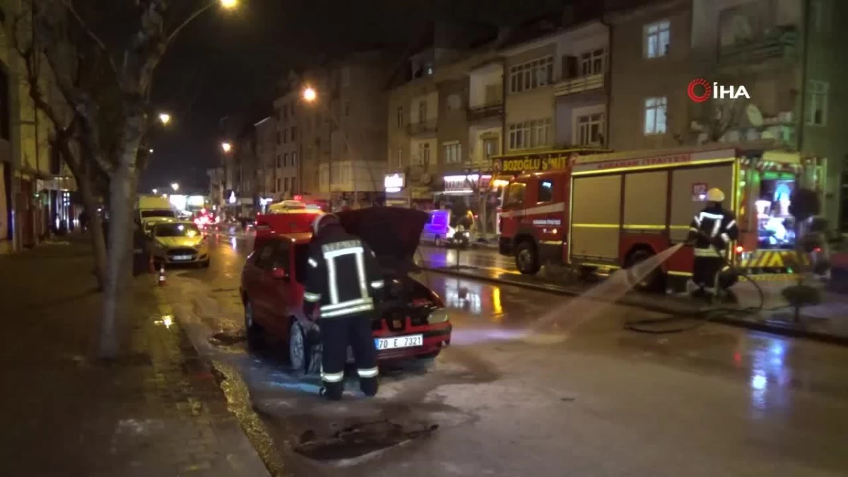 Karaman'da LPG'li otomobil yandı, yol trafiğe kapatıldı