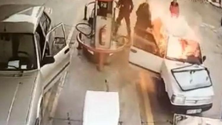 LPG dolumu sırasında dehşet! Otomobil bomba gibi patladı