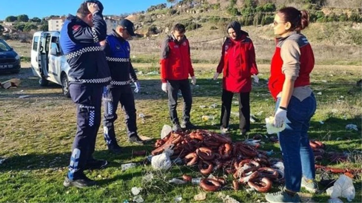 Muğla'da yol kenarına atılan bozulmuş sucuklar imha edildi