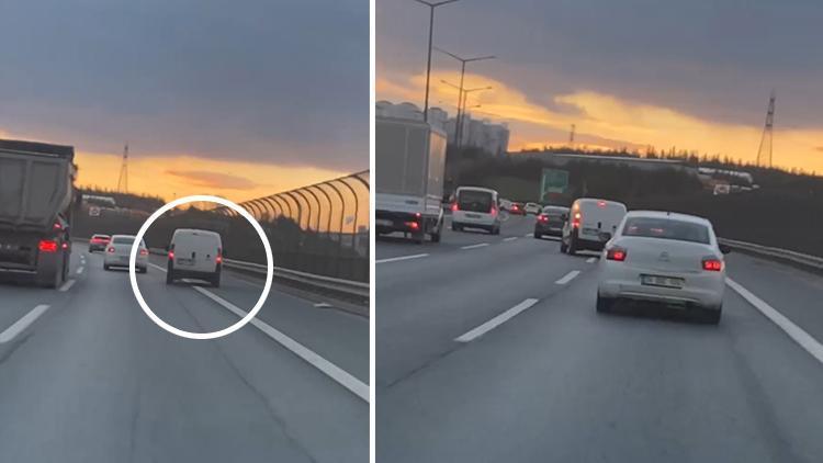 TEM'de tepki çeken anlar! Makas atarak trafiği tehlikeye düşürdü