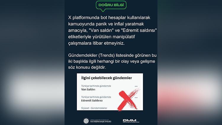 'Van saldırı' ve 'Edremit saldırısı' paylaşımına yalanlama