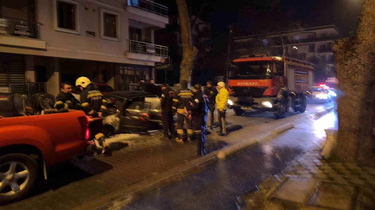 Muğla'da çıkan yangında otomobil küle döndü