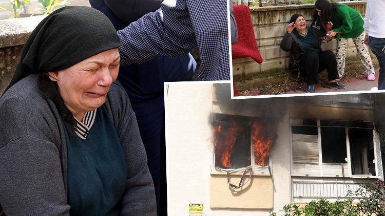 Antalya'da evindeki yangına müdahaleyi gözyaşları içinde izledi