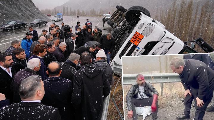 BBP Genel Başkanı Destici, yaralı şoföre yardım etti