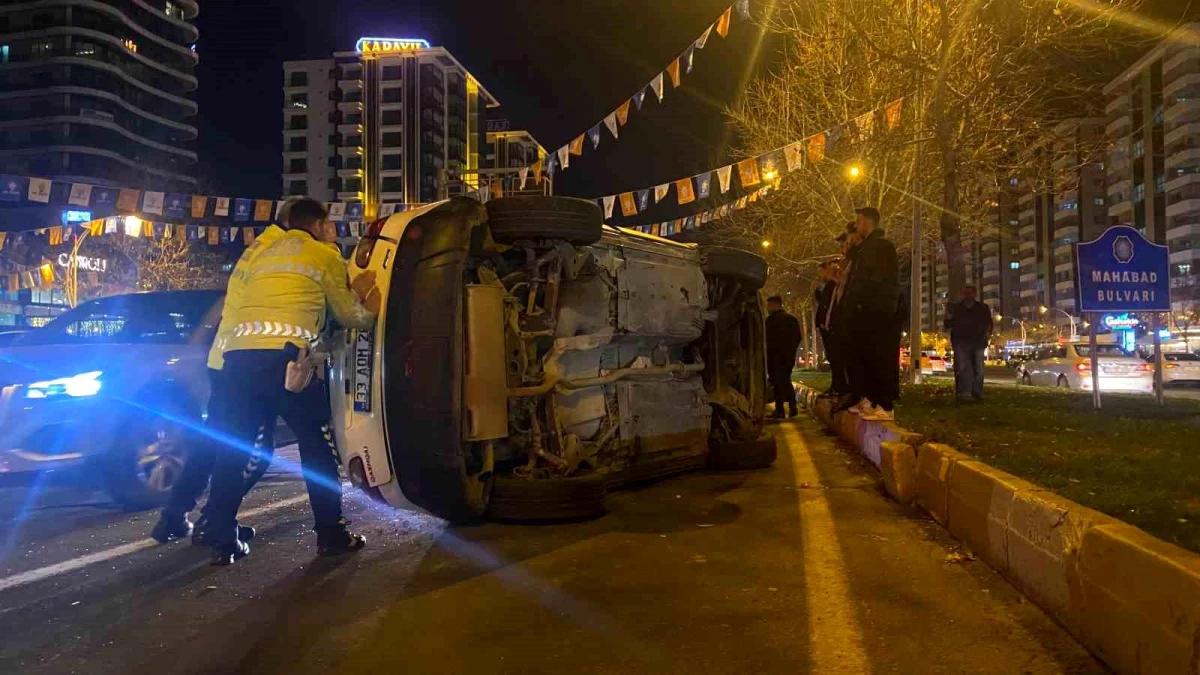 Diyarbakır'da freni tutmayan otomobil takla attı