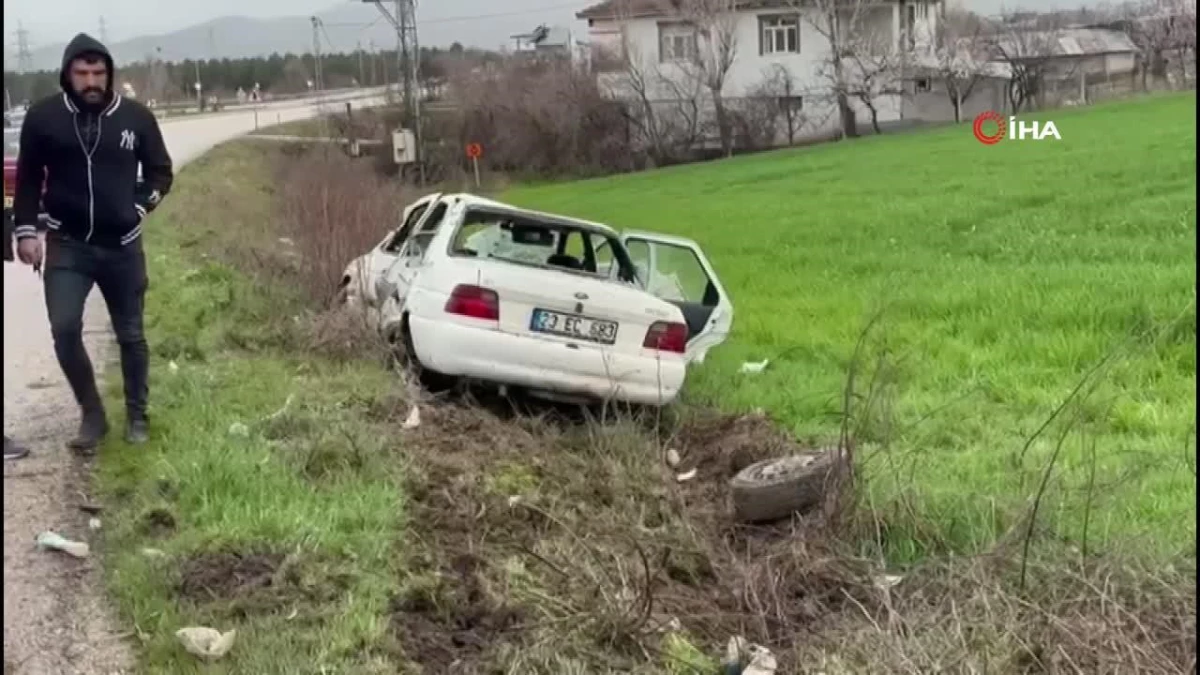 Hurdaya dönen araçtan sağ çıktı