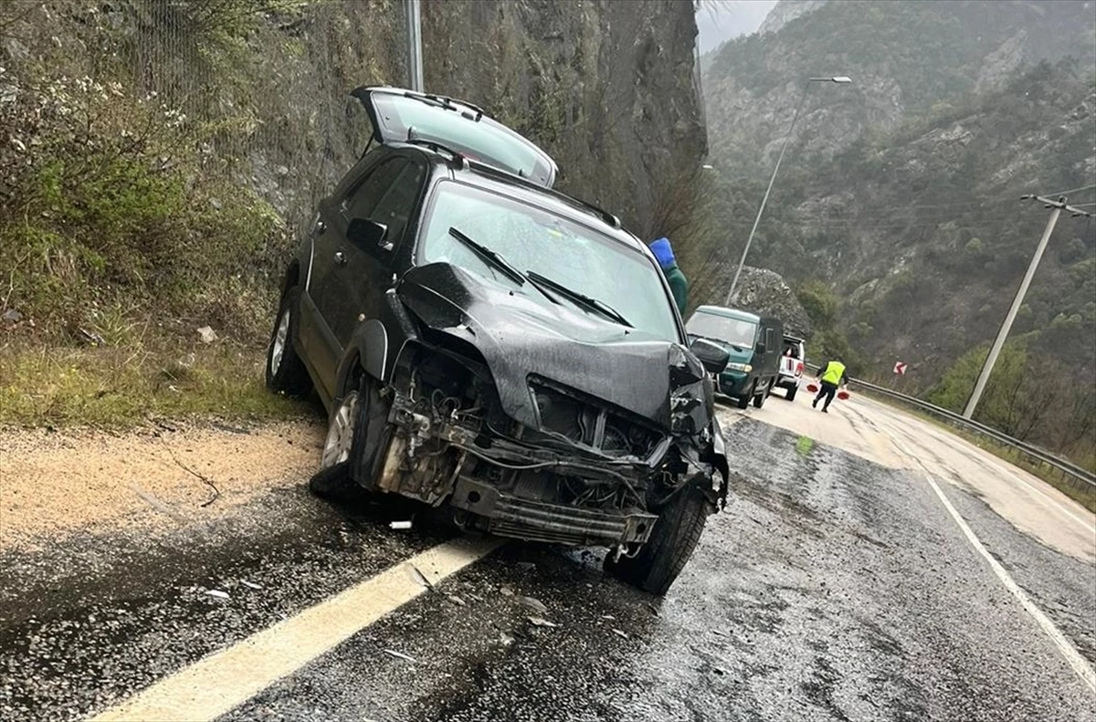 Karabük'te otomobilin aydınlatma direğine çarpması sonucu 2 kişi yaralandı