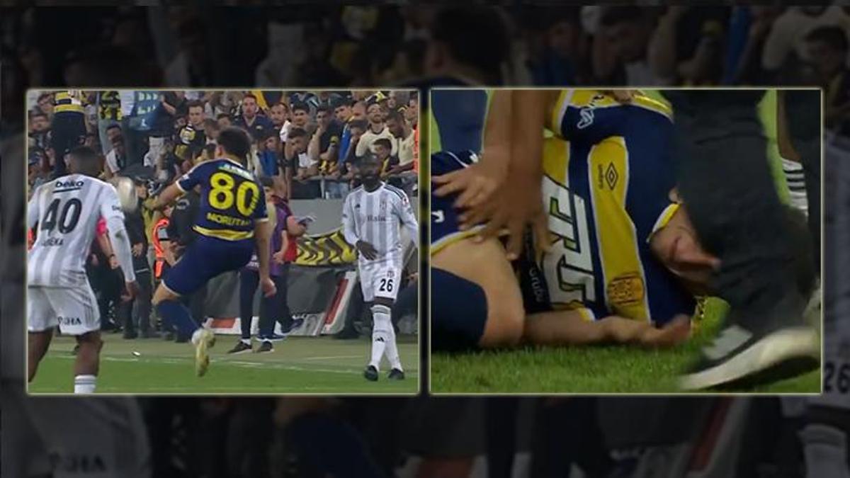 Ankaragücü-Beşiktaş maçında yürekler ağza geldi! Olimpiu Morutan sedyeyle oyunu terk etti