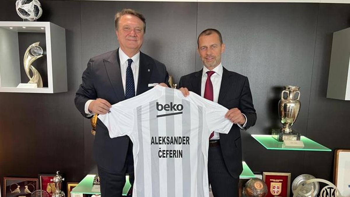 Beşiktaş Başkanı Hasan Arat ile UEFA Başkanı Aleksander Ceferin bir araya geldi