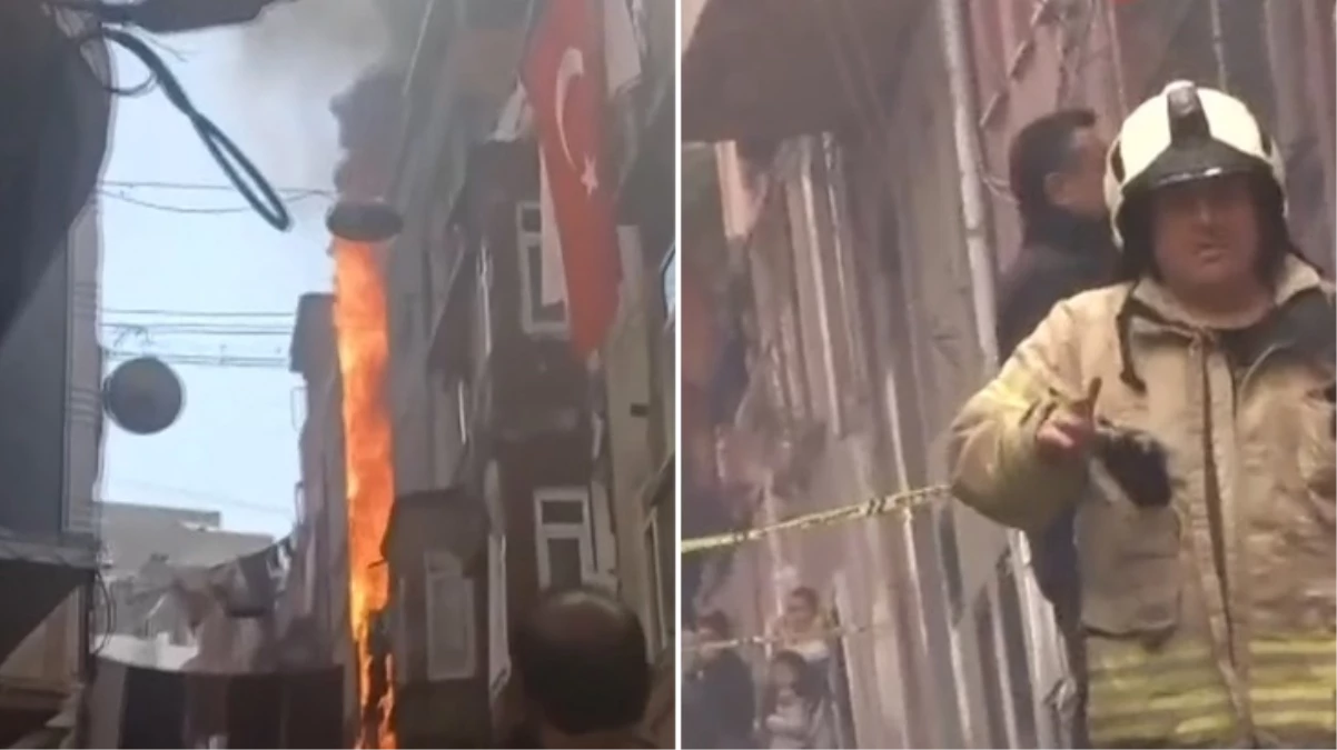 Beyoğlu'nda korkutan yangın! Bitişik iki binadan alevler yükseldi