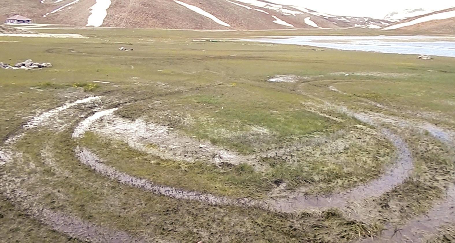 İki tekerli vandallar... Endemik çiçekleri motosikletle ezdiler