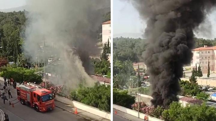 İskenderun'da yangın paniği... Poliklinik olarak kullanılan 3 konteyner yandı