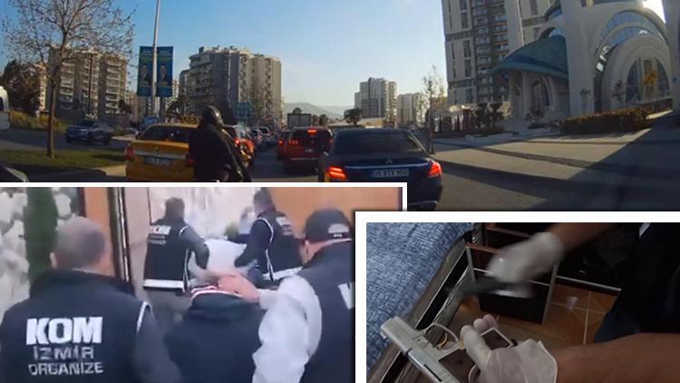 İzmir'de suç örgütünün motosikletten silahlı saldırısı kamerada