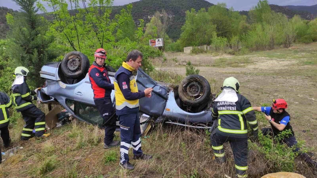 Karabük-Eskipazar Karayolunda Otomobil Takla Attı