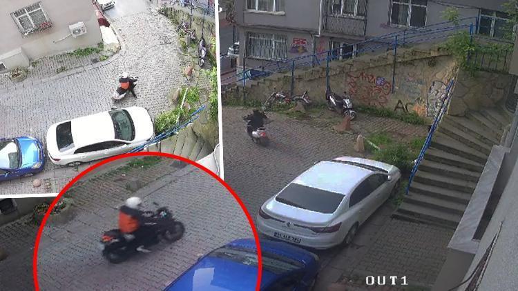 Cihangir'de motosiklet hırsızlığı kamerada