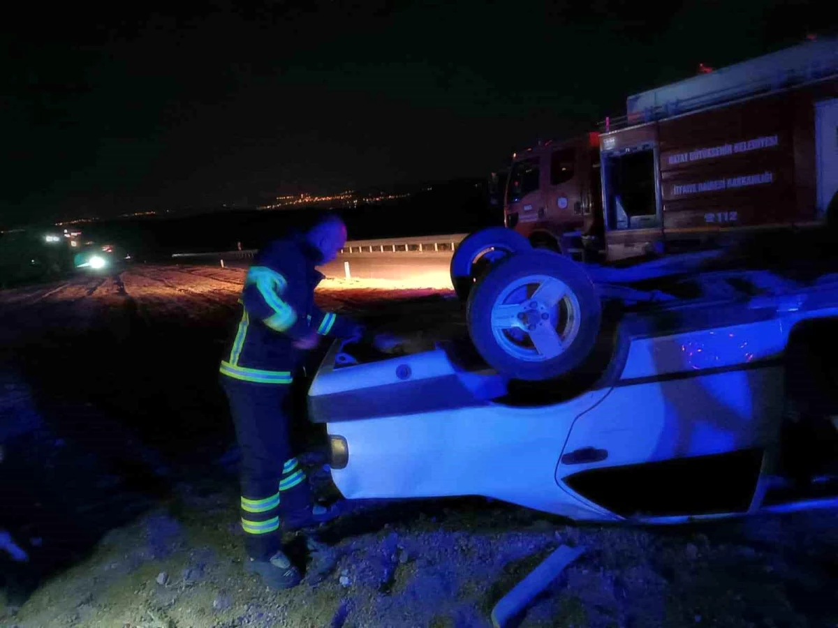 Hatay'da otomobil takla attı, sürücü yaralandı