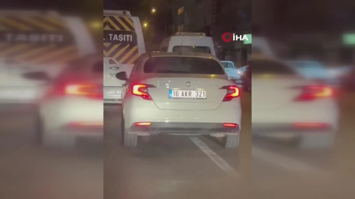 Makas atan sürücü trafiği tehlikeye soktu