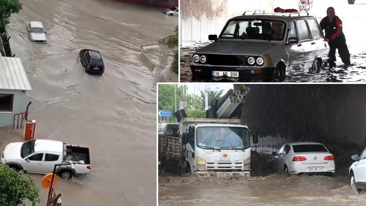 Meteoroloji'den kuvvetli yağış uyarısı...  Kayseri ve Adana'da yollar göle döndü, araçları mahsır kaldı