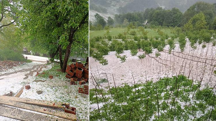 Ordu'ya fındık büyüklüğünde dolu yağdı: Meyve bahçeleri ile ekili alanlar zarar gördü