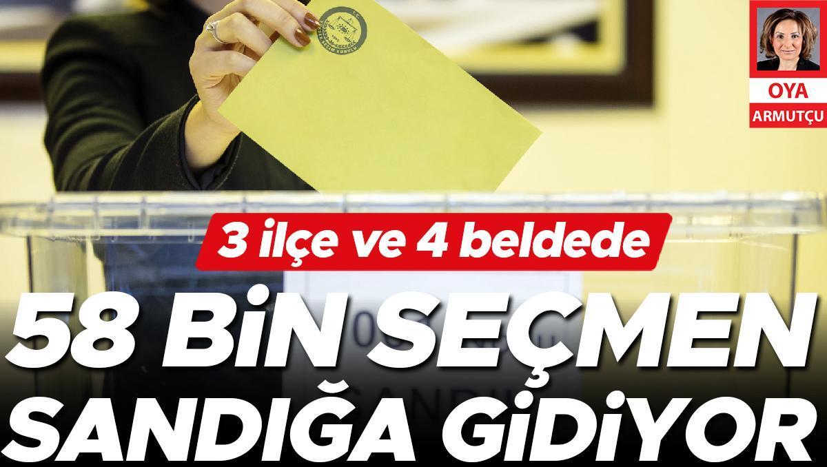 3 ilçe ve 4 beldede 58 bin seçmen sandığa gidiyor