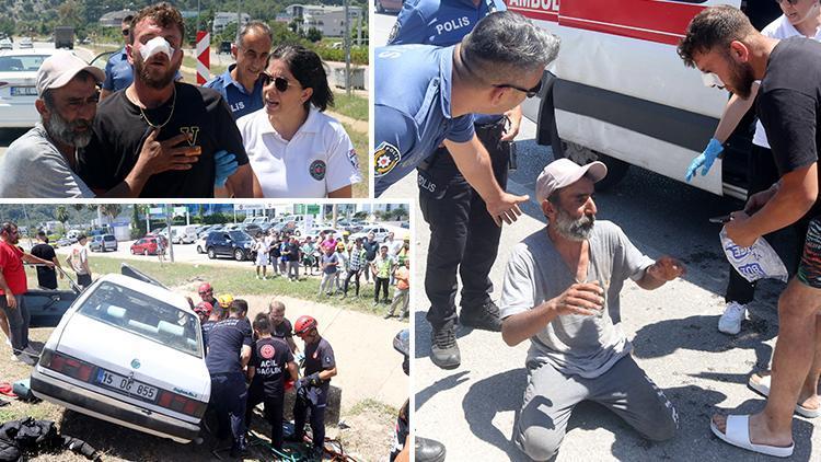 Antalya'da oğulları kaza yapan baba, olay yerinde gözyaşlarına boğuldu