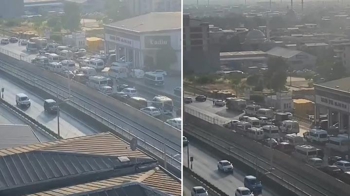 Bursa'da düğün konvoyu yolu trafiğe kapattı! Yüzlerce metre araç kuyruğu oluştu