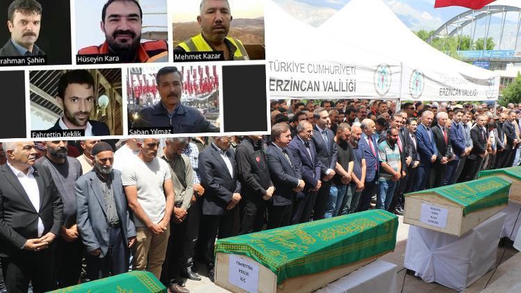 Erzincan'da madende toprak altından çıkarılan beş işçi son yolculuklarına uğurlandı