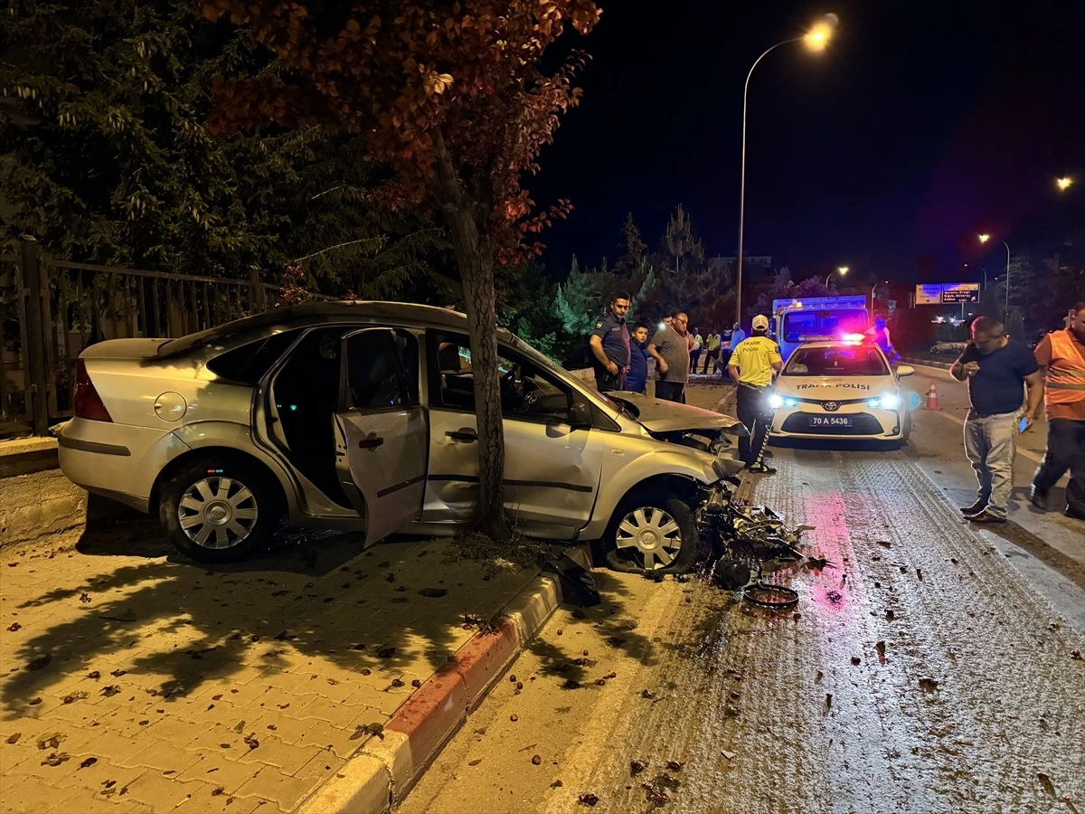 Karaman'da Otomobil Kaza Yaptı: Sürücü Yaralandı