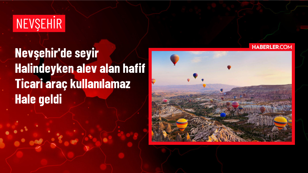 Nevşehir'de seyir halindeyken yanan hafif ticari araç kullanılamaz hale geldi