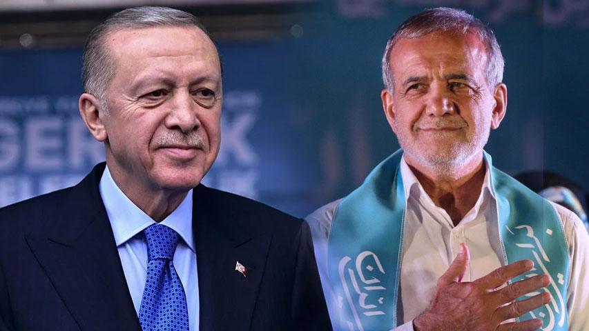 Erdoğan'dan İran'ın yeni Cumhurbaşkanı Pezeşkiyan'a tebrik telefonu