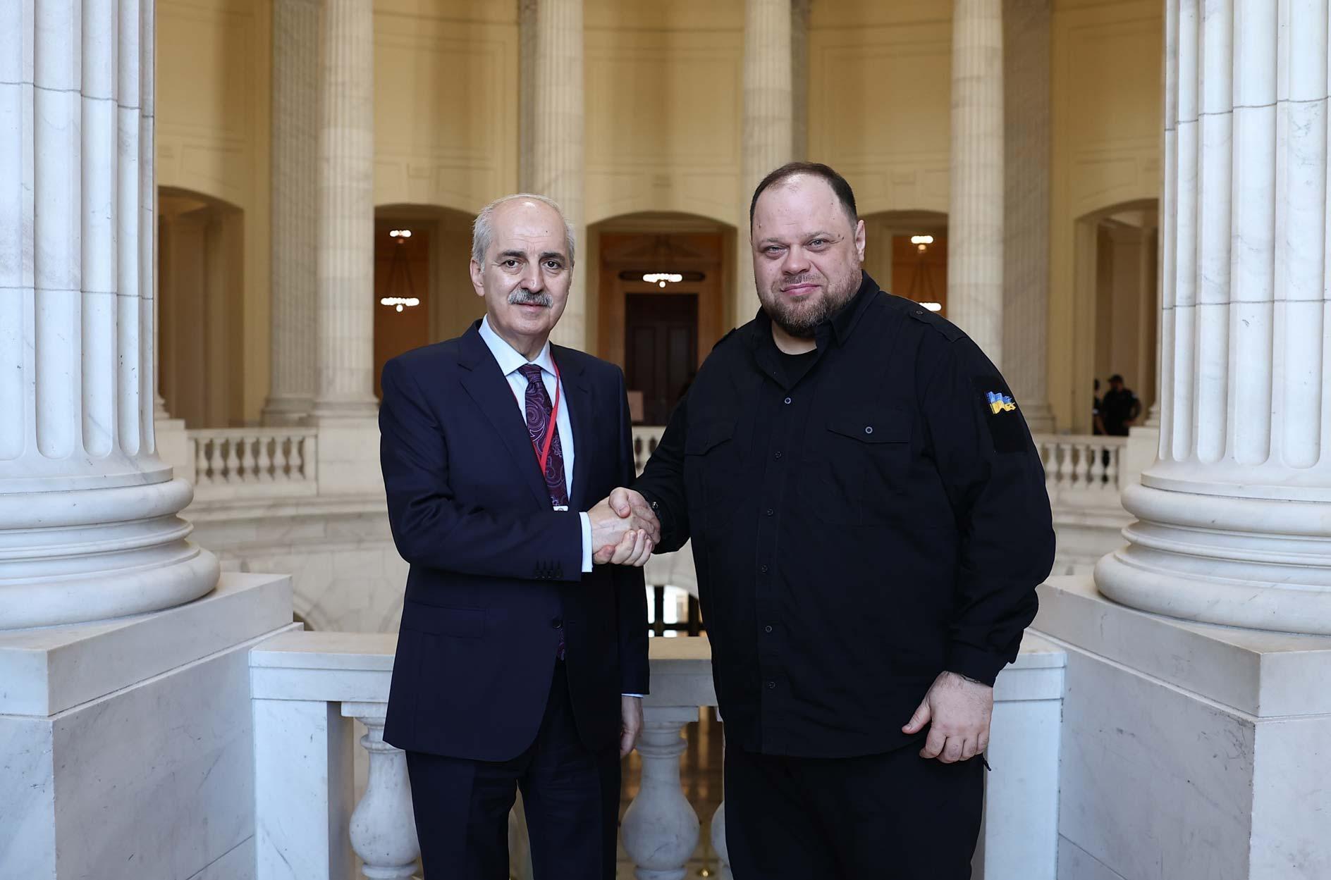 TBMM Başkanı Kurtulmuş, Ukrayna Meclis Başkanı Stefanchuk ile görüştü