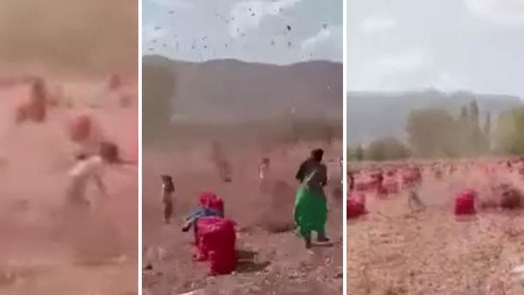 Amasya'da panik anları! Hortumun arasında kaldılar