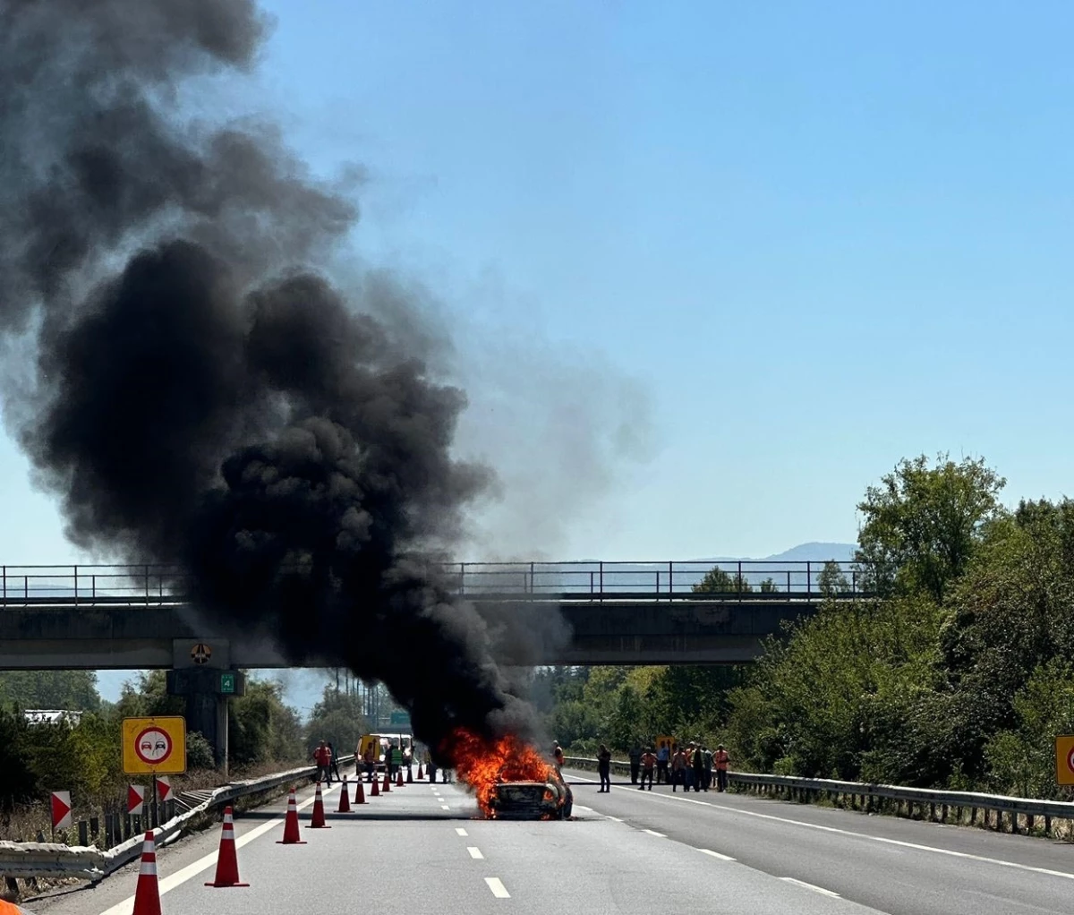 Anadolu Otoyolu'nda Otomobil Alev Aldı